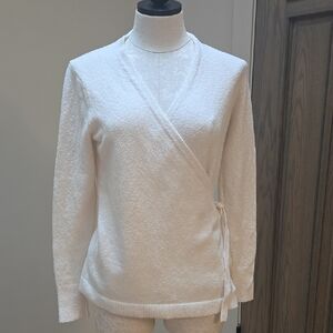 Women's White Wrap Sweater